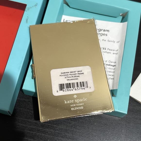 Lenox Kate Spade Hinged Pocket Frame Garden Drive Spot Gold Plated 3.75 in - Picture 4 of 6